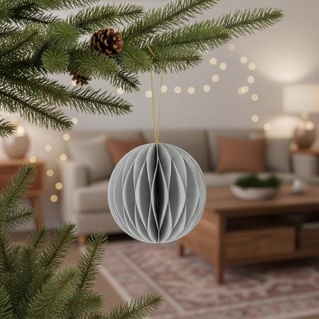 Bombki z papieru 6 szt. ozdoby choinkowe zawieszki świąteczne 8 cm rozkładane, szary