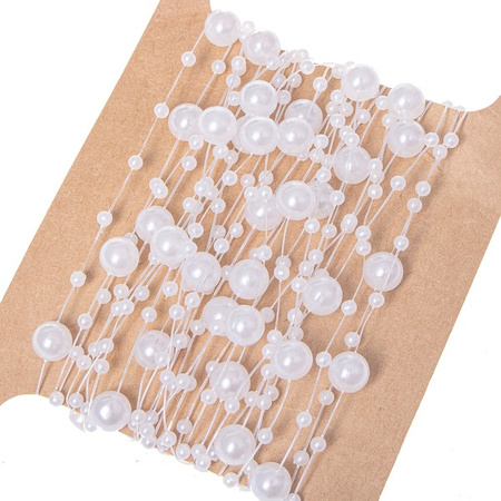 Łańcuch na choinkę z pereł 5-10mm ozdoba świąteczna biały