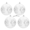 Białe bombki choinkowe 10 cm 4 szt. zestaw ozdoby choinkowe z wzorem matowe białe