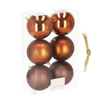 Bombki choinkowe 6 szt. ozdoby świąteczne zestaw 10 cm brązowe