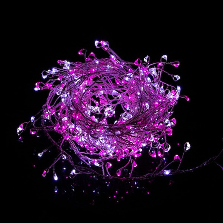Lampki choinkowe 300 LED druciki różowe