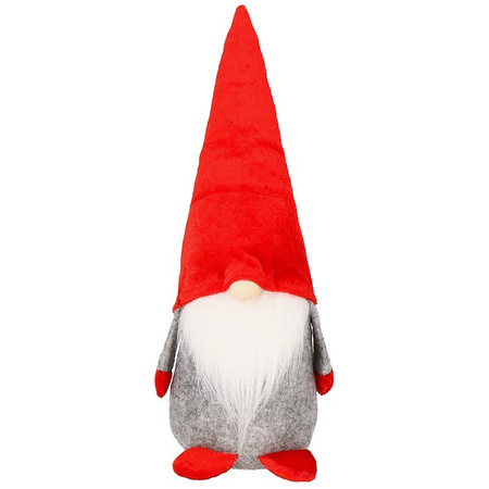 Skrzat 28cm ozdoba świąteczna, krasnal świąteczny, gnom czerwony, szary