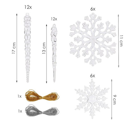 Zawieszka choinkowa 36 szt. akrylowa, świąteczna ozdoba soperl, śnieżynka przezroczysty