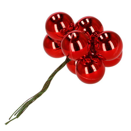 Bombki choinkowe 54 szt. na drucikach ozdoby choinkowe brokatowe matowe czerwone