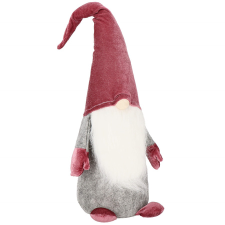 Skrzat 55cm ozdoba świąteczna, krasnal świąteczny, gnom welur brudny róż