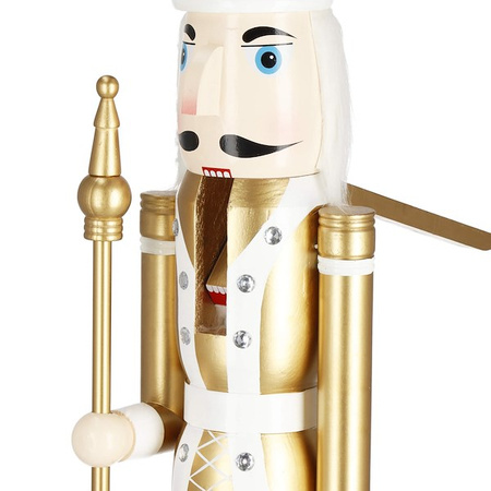 Dziadek do orzechów 125 cm drewniany żołnierzyk złoty, figurka świąteczna