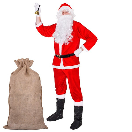 Strój Mikołaja 11 elementów z workiem, kostium czerwony