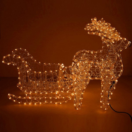 Renifery Led 150 cm świąteczne z saniami świetlna dekoracja do ogrodu biały ciepły