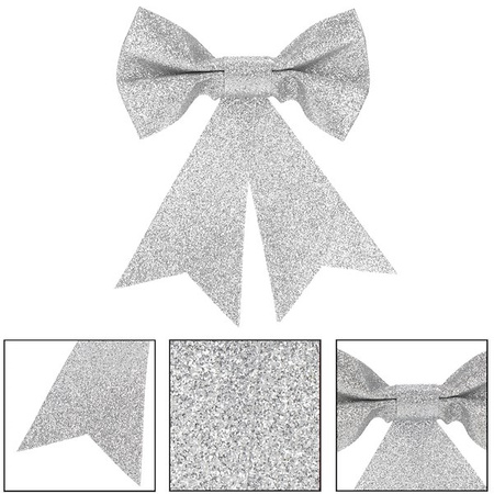 Kokardki na choinkę 4 szt. zawieszki świateczne srebrne