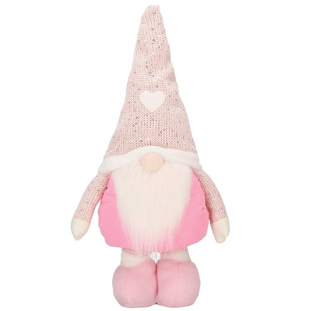 Skrzat 50-66cm ozdoba świąteczna, krasnal świąteczny, gnom różowy na teleskopowych nóżkach