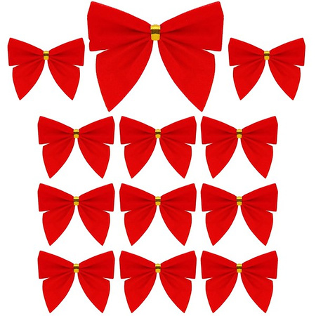 Kokardy na choinkę 12 szt. czerwone ozdoby świąteczne