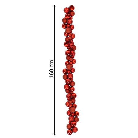 Girlanda świateczna z 130 szt. bombek, łańcuch choinkowy 160 cm, czerwony