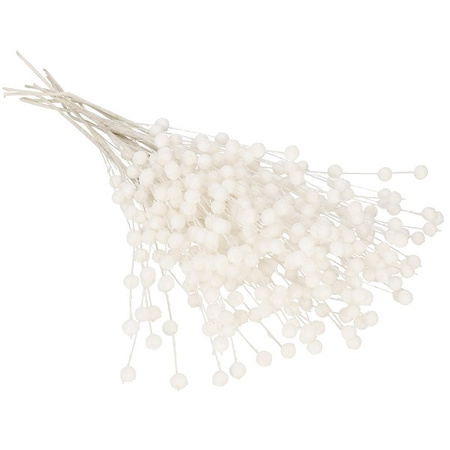 Gałązka dekoracyjna 10 szt. do stroików ozdoba świąteczna biały brokat