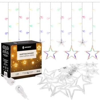 Kurtyna świetlna multikolor 138 Led lampki wewnętrzno-zewnętrzne gwiazdy z programatorem