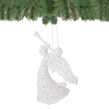 Zawieszka choinkowa biały aniołek na choinkę 16,5 cm