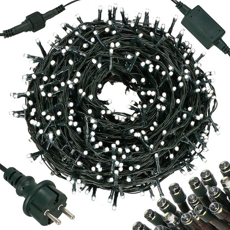 Kurtyna świetlna 750 led girlanda, lampki zewnętrzne sople zimny biały + flash