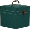Kufer, szkatułka na biżuterię 12x12x12 cm zielony z przegródkami i lusterkiem welurowy