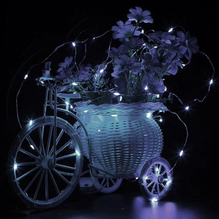 Lampki choinkowe z pilotem 300 led druciki na prąd biały zimny