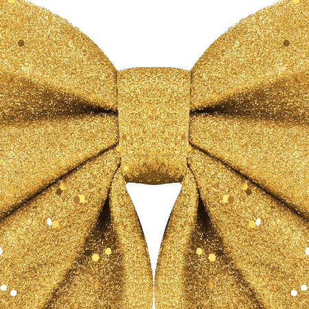 Kokardka świąteczna na choinkę 20 cm brokatowa zawieszka choinkowa złota