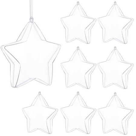 Bombki akrylowe 12cm gwiazda plastikowa decoupage zestaw 8 szt.