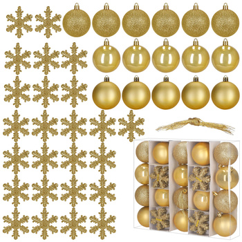 Bombki choinkowe 40 szt. komplet dekoracje świąteczne zawieszki nietłukące, złoty