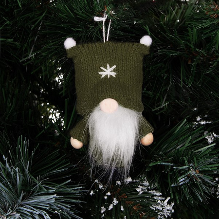 Skrzat 8cm ozdoba świąteczna, krasnal świąteczny, gnom zielony