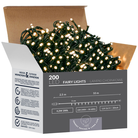 Lampki choinkowe 200 led biały ciepły 12,5 m oświetlenie świąteczne IP44