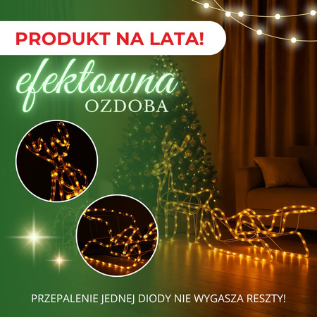 Renifer Led 122 cm świąteczny z saniami świetlna dekoracja do ogrodu biały ciepły