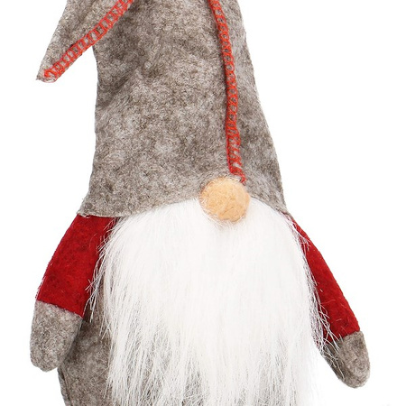 Skrzat 50cm ozdoba świąteczna, siedzący krasnal świąteczny, gnom szary