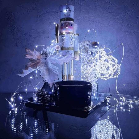 Lampki choinkowe 20 LED druciki mikro na baterie biały zimny