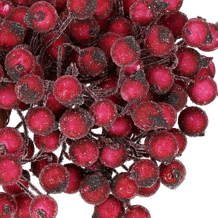 Sztuczna jarzębina ozdobna, oszroniona gałązka 100 szt. ciemna czerwień