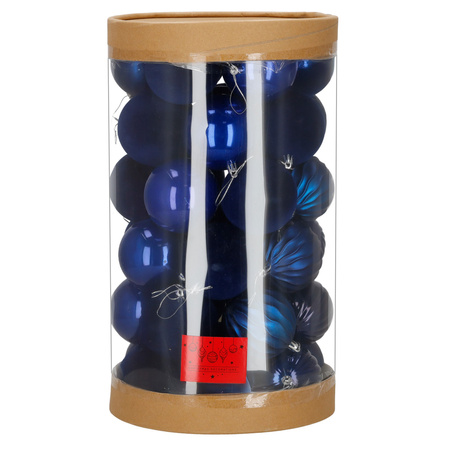 Bombki choinkowe 36 szt. komplet ozdób świątecznych zawieszki nietłukące, granatowe