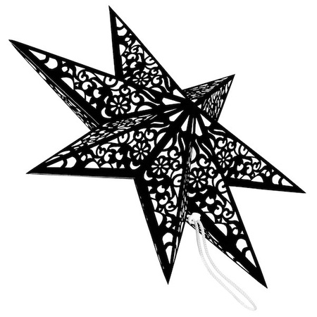 Gwiazda świąteczna papierowa czarna i lampki choinkowe 10 led zimny biały