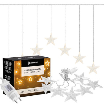 Kurtyna świetlna biały ciepły 70 Led gwiazdki lampki wewnętrzno-zewnętrzne