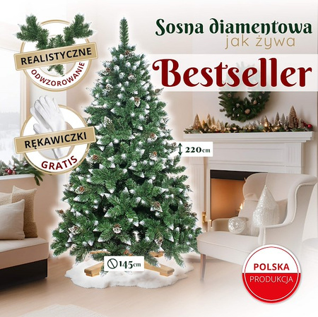 Choinka sztuczna, ośnieżona 220 cm Premium Royal Trees świąteczne drzewko, sosna diamentowa