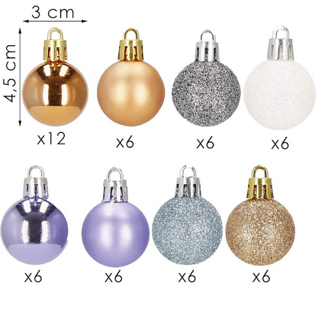 Bombki choinkowe 54 szt. ozdoby świąteczne zestaw 3cm