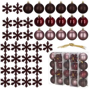 Bombki choinkowe 40 szt. komplet dekoracje świąteczne zawieszki nietłukące, fioletowe