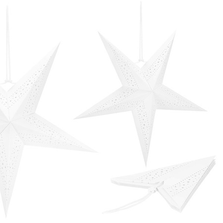 Gwiazda świąteczna papierowa biała i lampki choinkowe led zimny biały