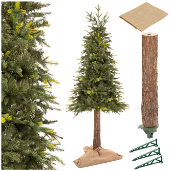 Choinka sztuczna na pniu jak żywa 220 cm świerk naturalny gęsta nowoczesna