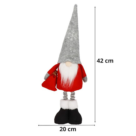 Para skrzatów świątecznych 40 cm krasnale, gnomy czerwono-szare