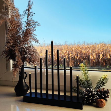 Świecznik adwentowy Led 9 świec czarny