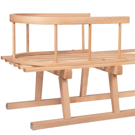 Sanki dla dzieci drewniane z oparciem i czarnym materacykiem