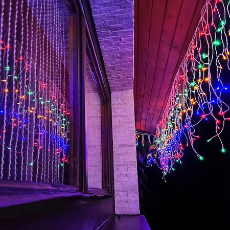 Kurtyna świetlna 300 led girlanda, lampki wewnętrzno-zewnętrzne sople multikolor