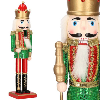 Dziadek do orzechów 50 cm drewniany żołnierzyk z cekinami, figurka świąteczna