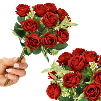 Bukiet sztucznych róż 10 kwiatów dekoracyjne czerwone