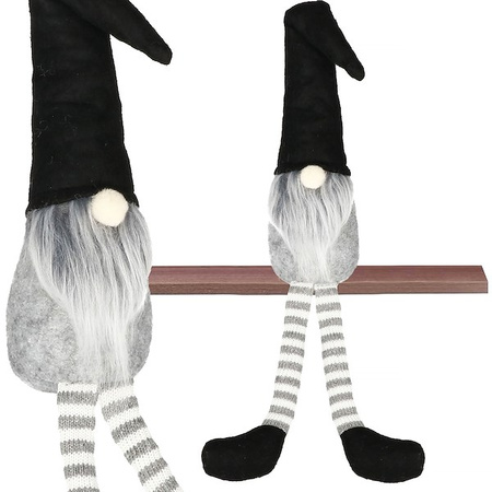 Skrzat 50cm ozdoba świąteczna, krasnal świąteczny, gnom siedzący czarno-szary