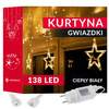 Kurtyna świetlna 138 led girlanda gwiazdki, księżyce lampki wewnętrzno-zewnętrzne sople ciepły biały