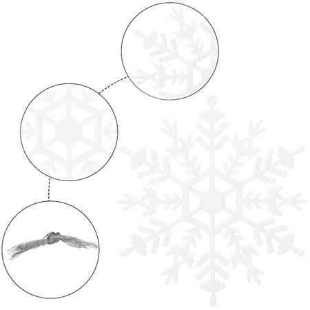 Zawieszka choinkowa 3 szt. śnieżynka 12 cm świąteczna ozdoba biały brokat