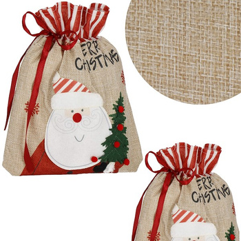 Worek na prezenty pod choinkę 27x22 cm torba świąteczna mikołaj