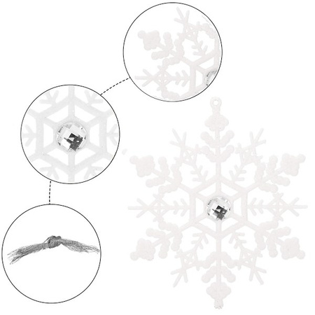 Zawieszka choinkowa 2 szt. śnieżynka 12 cm świąteczna ozdoba biała brokat